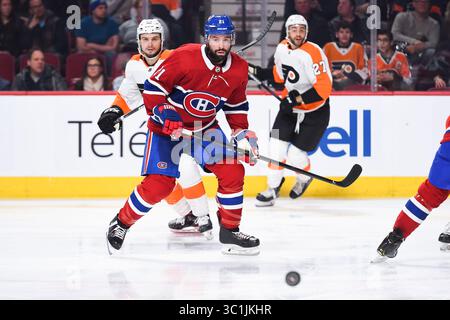 21 février 2019 : le centre des Canadiens de Montréal Nate Thompson (21 ans) suit la rondelle lors des Flyers de Philadelphie au match des Canadiens de Montréal au Centre Bell à Montréal, Québec. David Kirouac/CSM(image de crédit : &copy ; David Kirouac/CSM via ZUMA Wire) Banque D'Images