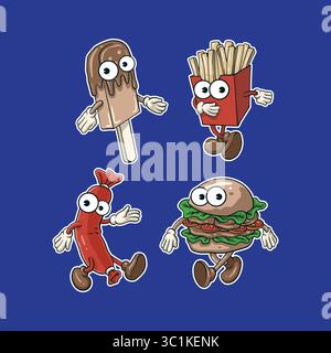 Conception de logo de mascotte animale de nourritures avec style de concept d'illustration moderne pour l'impression de badge, d'emblème et de t-shirt. Illustration de l'emballage d'autocollants pour aliments. Illustration de Vecteur