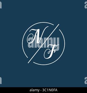 Lettre initiale NF logo monogramme avec graphique vectoriel graphique vectoriel de style de ligne de cercle Illustration de Vecteur