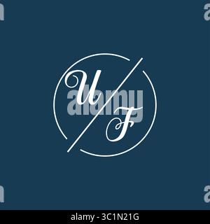 Lettre initiale UF logo monogramme avec graphique vectoriel graphique vectoriel de style de ligne de cercle Illustration de Vecteur