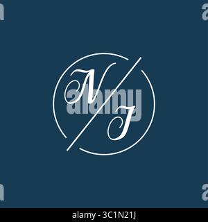 Lettre initiale ni logo monogramme avec graphique vectoriel graphique vectoriel de style de ligne de cercle Illustration de Vecteur