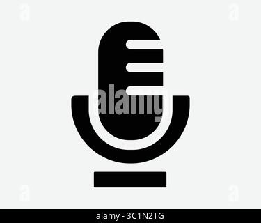 MIC Podcast diffusion Radio enregistrement Studio d'enregistrement microphone Talk Talkshow Afficher l'icône de la station multimédia symbole Noir Blanc illustration graphique Illustration de Vecteur