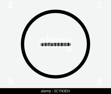 Négatif moins Zoom arrière soustraire cercle rond bouton circulaire mathématiques réduire aucun signe d'icône symbole Noir Blanc illustration graphique Illustration de Vecteur
