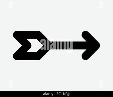 Icône de ligne de tir à l'arc pointant sur le côté droit tirez sur le pointeur point suivant cible Aim Archer Sport Path Noir Blanc signe symbole Verctor Illustration de Vecteur