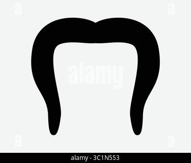 Cheveux longs hommes forme masculine femme femme fille homme Outline ligne moustache icône symbole symbole Noir Blanc illustration graphique Illustration de Vecteur