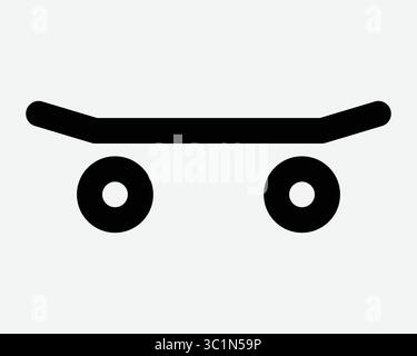 Skateboard Line Shape Skate Board Outline vue latérale jouet jeu Extremesport Lifestyle roues de voyage Noir Blanc icône signe symbole illustration vectorielle Art Illustration de Vecteur