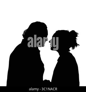 Silhouette de l'homme et de la femme face à face dans profil Illustration de Vecteur