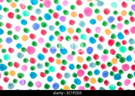 Polka Dot Spotty Circle spots dans Childrens Felt Tip Pen fond arc-en-ciel Banque D'Images