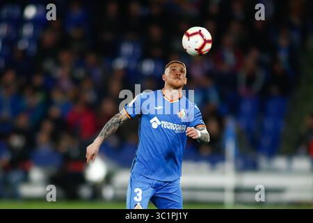 9 mars 2019 - Getafe, MADRID, ESPAGNE - Antunes de Getafe CF lors de la ligue espagnole, la Liga, match de football joué entre Getafe CF et SD Huesca au stade Butarque à Getafe, Madrid, Espagne, le 9 mars 2019. (Crédit image : © AFP7 via ZUMA Wire) Banque D'Images
