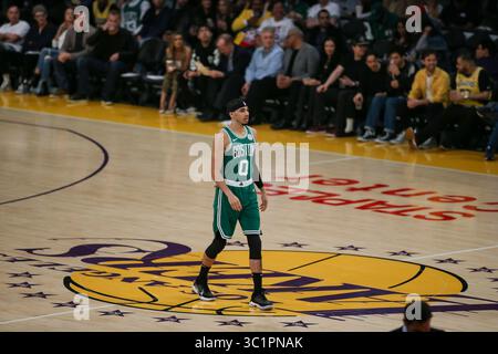 L'attaquant des Boston Celtics Jayson Tatum #0 lors du match des Boston Celtics vs Los Angeles Lakers au Staples Center à Los Angeles, CA le 9 mars 2019. (Photo de Jevone Moore)(image de crédit : &copy ; Jevone Moore/CSM via ZUMA Wire) Banque D'Images