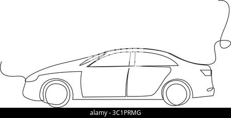 Dessin d'une Super car sur une seule ligne. Progrès technologiques dans les transports. Illustration vectorielle graphique de dessin de ligne continue. Illustration de Vecteur