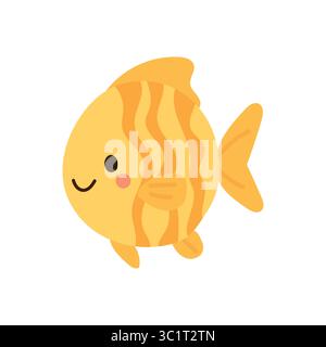 Poisson tropical jaune vif avec motif orange ondulé et nageoires brillantes. Un personnage sous-marin ludique idéal pour les motifs océaniques sur le thème de l'été Illustration de Vecteur