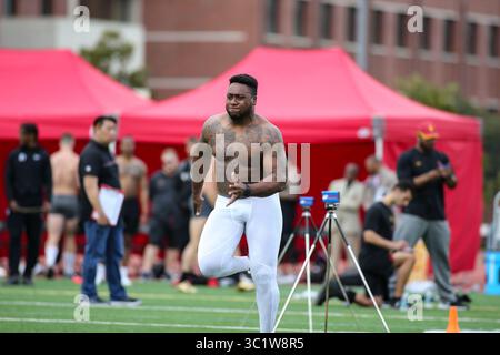 Le joueur de ligne défensive USC Trojans Malik Dorton (44) lors de la journée pro USC Trojans au Cromwell Field et au stade Loker le mercredi 20 mars 2019 (photo par Jevone Moore)(image crédit : &copy ; Jevone Moore/CSM via ZUMA Wire) Banque D'Images