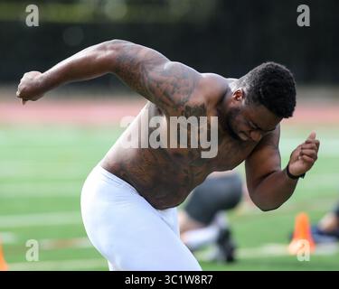 Le joueur de ligne défensive USC Trojans Malik Dorton (44) lors de la journée pro USC Trojans au Cromwell Field et au stade Loker le mercredi 20 mars 2019 (photo par Jevone Moore)(image crédit : &copy ; Jevone Moore/CSM via ZUMA Wire) Banque D'Images