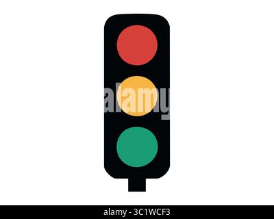 Illustration de feux de circulation avec des signaux rouges, jaunes et verts, isolés sur fond blanc. concept d'arrêt, attente, aller, contrôle de la circulation, sécurité routière, Illustration de Vecteur