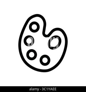Icône de palette de couleurs, palette de couleurs Painter contour simple. Palette pour mélanger les couleurs. Fournitures d'art dessinées à la main. Illustration de Vecteur