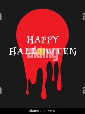 Simple carte de voeux minimaliste pour Halloween avec éclaboussures de sang coulant. Illustration vectorielle Illustration de Vecteur