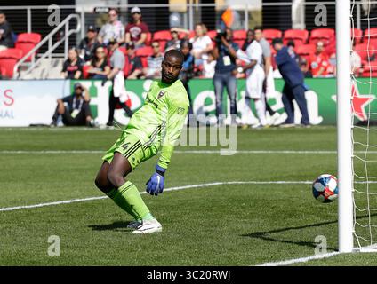 6 avril 2019 : le gardien de but de D.C. United (24 ans) Bill Hamid revient sur un coup de feu dans le but lors d'un match de football MLS entre D.C. United et Los Angeles Football Club à Audi Field à Washington DC Justin Cooper/CSM(crédit image : &copy ; Justin Cooper/CSM via ZUMA Wire) Banque D'Images