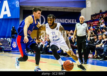 7 avril 2019 - Moscow, Moscow, Russia - CODI Miller-McIntyre de Zenith est en action lors d'un match de saison régulière VTB russe entre le CSKA Moscou et Zenith est en action. .CSKA Moscou a battu Zenith préparé Petersburg 83-73. (Crédit image : © Nicholas Muller/SOPA images via ZUMA Wire) Banque D'Images