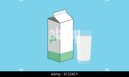 Icône couleur de la boîte de lait. Illustration plate couleur modifiable vectorielle d'une boîte de lait et d'un verre de lait Illustration de Vecteur