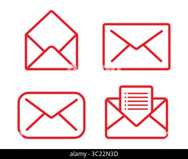 Ensemble d'icônes de messagerie. Vecteur d'icône de messagerie. Icône E-mail. Illustration de l'enveloppe Illustration de Vecteur