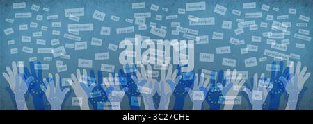 Langues européennes, Word Hello dans différentes langues parlées en Europe, concept de multilingue entreprise et Communauté, multilinguisme dans l'UE Banque D'Images