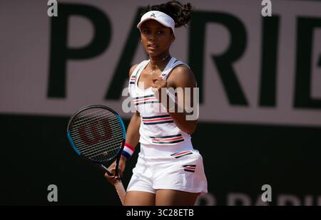 22 mai 2019 - Paris, FRANCE - la française Tessah Andrianjafitrimo en action lors de la première ronde de qualifications au tournoi de tennis Roland Garros Grand Chelem 2019 (crédit image : © AFP7 via ZUMA Wire) Banque D'Images