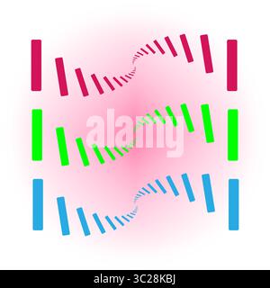 Composition de lignes abstraites. Dégradé de fond rose. Rouge vert bleu. Mouvement dynamique vectoriel. Illustration de Vecteur