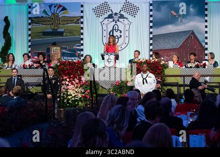 14 mai 2019 - Washington, DC, États-Unis d'Amérique - la première dame des États-Unis Melania Trump prononce un discours lors du déjeuner des conjoints du Congrès à l'hôtel Washington Hilton le 14 mai 2019 à Washington, DC (crédit image : © Andrea Hanks via ZUMA Wire) Banque D'Images