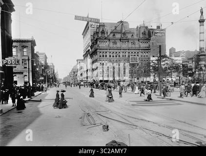 22 mars 2012 - Buffalo, New York, États-Unis - commercial Street à côté de Lafayette Square, Buffalo, New York, États-Unis, Detroit Publishing Company, début des années 1900 (crédit image : © JT Vintage/Glasshouse via ZUMA Wire) Banque D'Images