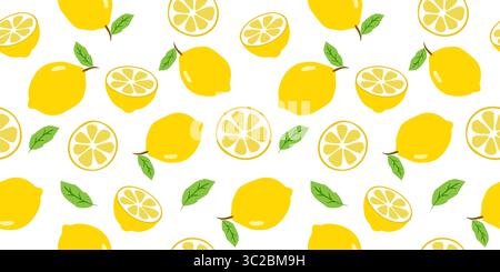 Limonade tranches sans couture motif dessin animé fond d'été. Illustration de Vecteur