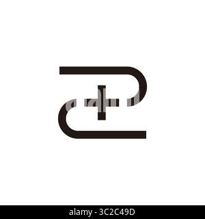 numéro deux plus vecteur de logo géométrique simple médical Illustration de Vecteur