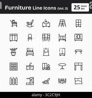 Icônes de ligne de meubles (Vol. 3) Illustration de Vecteur