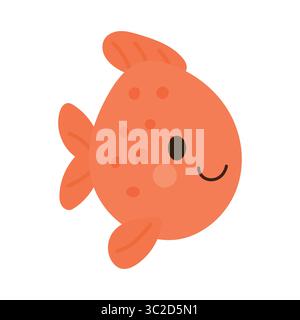 Poisson mignon dans l'illustration tropicale souriante orange avec le style de la mer vectorielle. Dessin animé marin océanique pour les échelles aquatiques. Idéal pour un décor sous-marin heureux Illustration de Vecteur