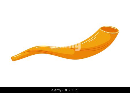 Logo Shofar dans le style de dessin animé pour Rosh Hashanah vacances juives isolé sur un fond blanc. Illustration de Vecteur