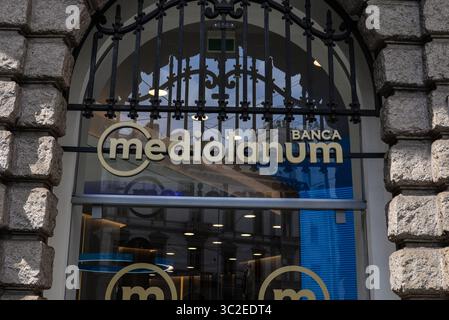8 juin 2019 - Milan, Italie - société bancaire italienne, logo Banca Mediolanum, cotée au MIB de Milan. (Crédit image : © Diego Puletto/SOPA images via ZUMA Wire) Banque D'Images