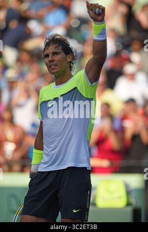 27 mars 2015 - Key Biscayne, Floride, États-Unis d'Amérique - KEY BISCAYNE, FL - MARS 27 : Rafael Nadal d'Espagne bat Nicolas Almagro d'Espagne dans leur match de deuxième tour lors de l'Open de Miami présenté par Itau au Crandon Park Tennis Center le 27 mars 2015 à Key Biscayne, Floride... personnes : Rafael Nadal. (Crédit image : © SMG via ZUMA Wire) Banque D'Images