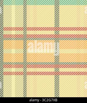 Un motif écossais inspiré de la vintageLes lignes croisées de teintes bleu sarcelle, crème, rouge corail et orange chaud créent un textil confortable et classique Banque D'Images
