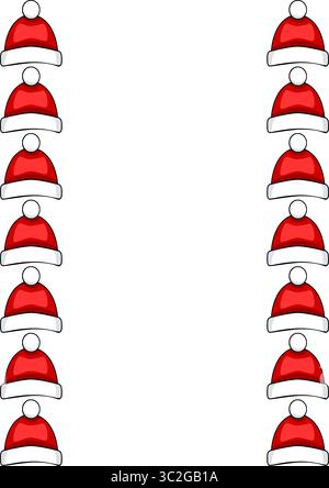 Bordure vectorielle de Noël festive avec un motif répétitif de chapeaux de Père Noël joyeux en rouge et blanc éclatant, parfait pour les cartes de vacances ou gagner Illustration de Vecteur