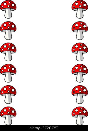 Une illustration vectorielle fantaisiste avec un arrangement vertical de tabourets rouges cartoonish avec des taches blanches, créant un port ludique et symétrique Illustration de Vecteur