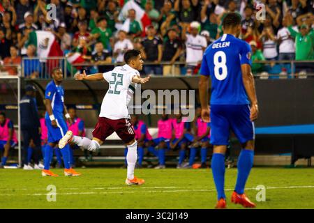 23 juin 2019 : le défenseur mexicain Jorge Sanchez (22 ans) célèbre après avoir marqué à la vingt-neuvième minute du match de la Gold Cup 2019 au Bank of America Stadium de Charlotte, Caroline du Nord. (Scott Kinser)(image de crédit : &copy ; Scott Kinser/CSM via ZUMA Wire) Banque D'Images