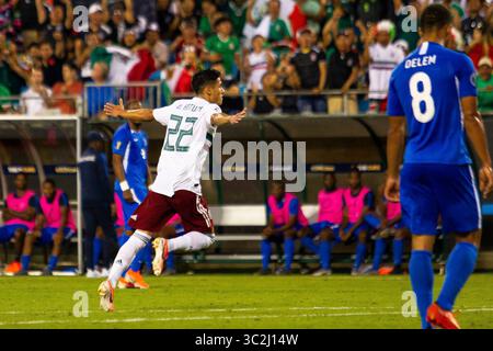 23 juin 2019 : le défenseur mexicain Jorge Sanchez (22 ans) célèbre après avoir marqué à la vingt-neuvième minute du match de la Gold Cup 2019 au Bank of America Stadium de Charlotte, Caroline du Nord. (Scott Kinser)(image de crédit : &copy ; Scott Kinser/CSM via ZUMA Wire) Banque D'Images