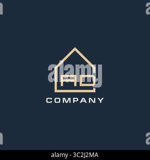 Lettre initiale AD logo immobilier avec des idées de conception de style de toit simple vecteur graphique graphique Illustration de Vecteur