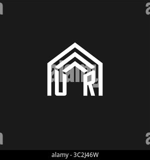 Lettre UR maison de forme logo de forme de toit créatif de monogramme logo de style graphique vectoriel de l'immobilier Illustration de Vecteur