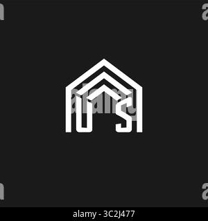 Lettre US maison forme logo de forme de toit créatif immobilier monogramme logo style graphique vectoriel Illustration de Vecteur