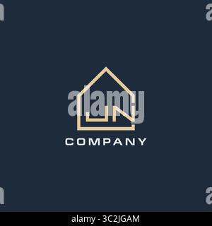 Lettre initiale JN logo immobilier avec des idées de conception de style de toit simple vecteur graphique graphique Illustration de Vecteur