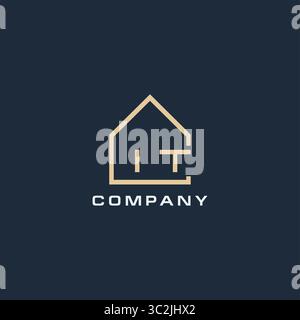 Lettre initiale IT logo immobilier avec des idées de conception de style de toit simple vecteur graphique graphique Illustration de Vecteur