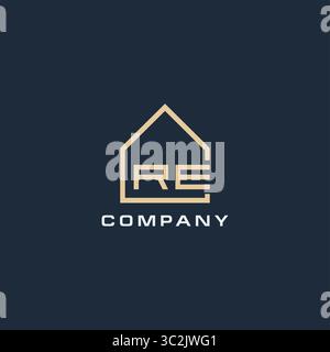 Lettre initiale RE logo immobilier avec des idées de conception de style de toit simple vecteur graphique graphique Illustration de Vecteur