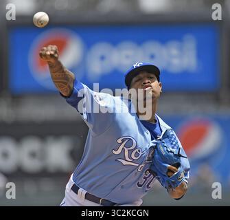 28 mai 2016 - Kansas City, Missouri, États-Unis - Yordano Ventura, lanceur des Royals de Kansas City, lance contre les White Sox de Chicago le 28 mai 2016 au stade Kauffman de Kansas City, Moya (crédit image : © TNS via ZUMA Wire) Banque D'Images