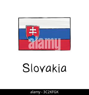 Illustration vectorielle du drapeau de la Slovaquie dans un style dessiné à la main. Idéal pour les ressources éducatives, les bannières et le contenu politique de l'UE Illustration de Vecteur